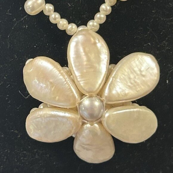 Christmas STAR by LUC Lucas Lameth Genuine Pearl Necklace 925 Sterling Silver 20 - Picture 8 of 9